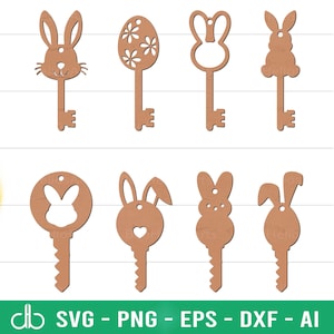 Easter Bunny Magic Key SVG-bundel, Bunny Key SVG, Rabbit Key SVG, Easter Ornaments Svg, Easter Key Svg, Easter Decor Svg, Easter Laser Files