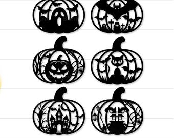 Halloween Pumpkin Bundle SVG, Pumpkins SVG, Pumpkin Laser Cut Files, Halloween Decor, Spooky Season, Halloween Scene, Halloween Ornament SVG