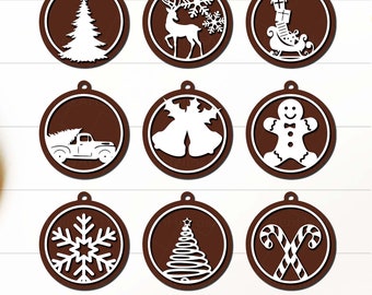 Merry Christmas Ornaments SVG Bundle, Christmas Baubles SVG, Christmas Balls SVG, Christmas Signs Svg, Christmas Scene Svg Laser Cut Files