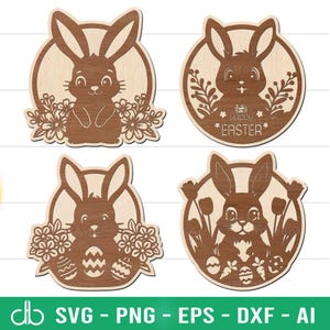 Cute Easter Bunny Door Hanger SVG Bundle, Bunny Flowers SVG, Easter Bunny SVG, Easter Door Frame Hanger, Easter Decor, Easter Sign Ornaments