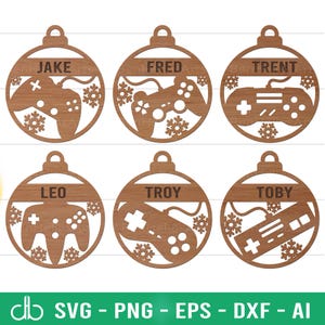 Videospiel- Controller Weihnachtskugeln Ornamente SVG, Gamer Kugeln SVG, Weihnachtsspieler SVG, personalisierte Weihnachten, benutzerdefinierter Name Weihnachten
