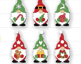 Christmas Gnome Bundle SVG, Christmas Gnomes SVG, Christmas Decor Gnome Ornaments SVG, Gnomes Sign Laser Cut Glowforge Svg Files for Cricut