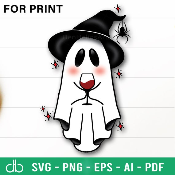 Ghost Wine SVG, Ghost Love Wine SVG, Ghost Holding Wine SVG, Ghost Drinking Wine Svg, Sweet Cute Ghost Wine Svg, Halloween Party Wine Svg