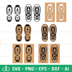 Santa Footprint SVG Bundle, Santa Footprint Stencil, Santa Footsteps, Santa Shoe Stencil, Santa Claus Boot Footprint SVG, Christmas Decor