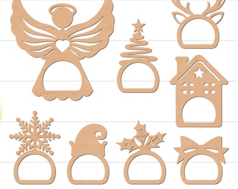 Christmas Napkin Ring SVG Bundle, Napkin Holder SVG, Napkin Ring SVG, Christmas Svg Napkins, Napkin Ring Christmas Glowforge Laser Cut Files