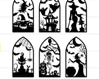 Halloween Door Hanger Bundle SVG, Haunted House SVG, Halloween SVG Home Decor, Wooden Door Hanger Svg, Halloween Spooky Scary House Svg Png