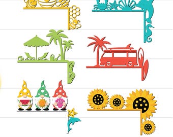 Summer Door Corner Bundle SVG, Summer Door Corners SVG, Summer Door Frame Hanger SVG, Summer Door Hanger Svg, Summer Decor, Summer Signs Svg