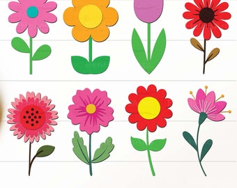 Lentebloem SVG-bundel, tuinieren bloem SVG, bloemen SVG, bloemen SVG, madeliefje SVG, lentebloem lasergesneden bestanden SVG, lente decor SVG