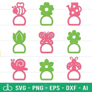 Frühling Serviettenring Bundle SVG, Serviettenhalter SVG, Serviettenring SVG, Frühling SVG Serviette, Serviettenring Frühling Glowforge Laser Cut, Frühlingsdekor
