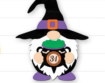 Cuenta regresiva de Halloween de gnomos SVG, Días hasta Halloween SVG, Calendario de cuenta regresiva para Halloween SVG, Calendario de gnomos de Halloween, Cuenta regresiva de gnomos Svg