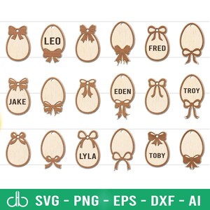 Oeuf de Pâques avec noeud panier nom tags SVG, étiquettes de Pâques SVG, oeuf noeud Pâques tag SVG, étiquette de nom de panier, étiquettes de panier de Pâques personnalisées