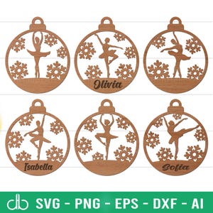 Decorazioni natalizie con ballerina in formato SVG, decorazioni natalizie con ballerina in formato SVG, ballerina di Natale in formato SVG, Natale personalizzato, danza natalizia con nome personalizzato