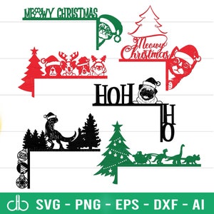 Christmas Door Corner Bundle SVG, Christmas Door Corners SVG, Christmas Door Frame Hanger SVG, Christmas Door Hanger Svg, Door Corner Decor