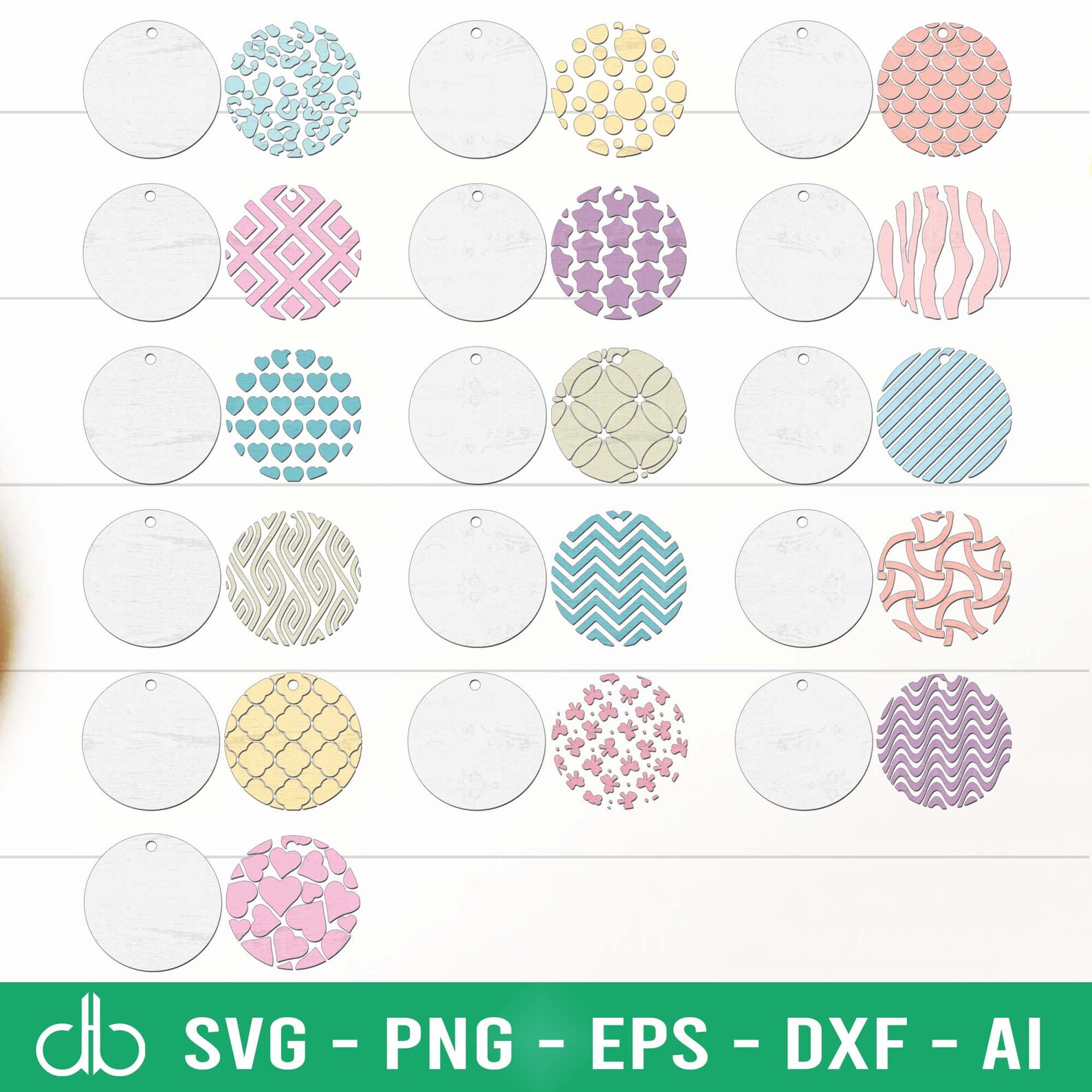 Round Keychains SVG, Round Patterns SVG, Circle Keychains SVG, Circle ...