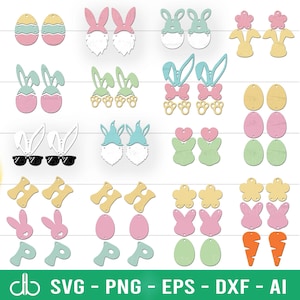 Niedliche Osterohrringe SVG Bundle, Osterohrringe SVG, Ohrringe SVG, Kunstleder Ohrringe, niedliche Osterhasenohrringe Schmuck Verzierungen svg