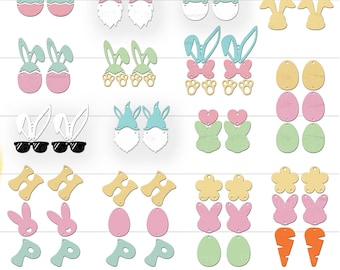 Cute Easter Earring SVG Bundle, Easter Earrings SVG, Earrings SVG, Faux Leather Earrings, Cute Easter Bunny Earrings Jewelry Ornaments Svg
