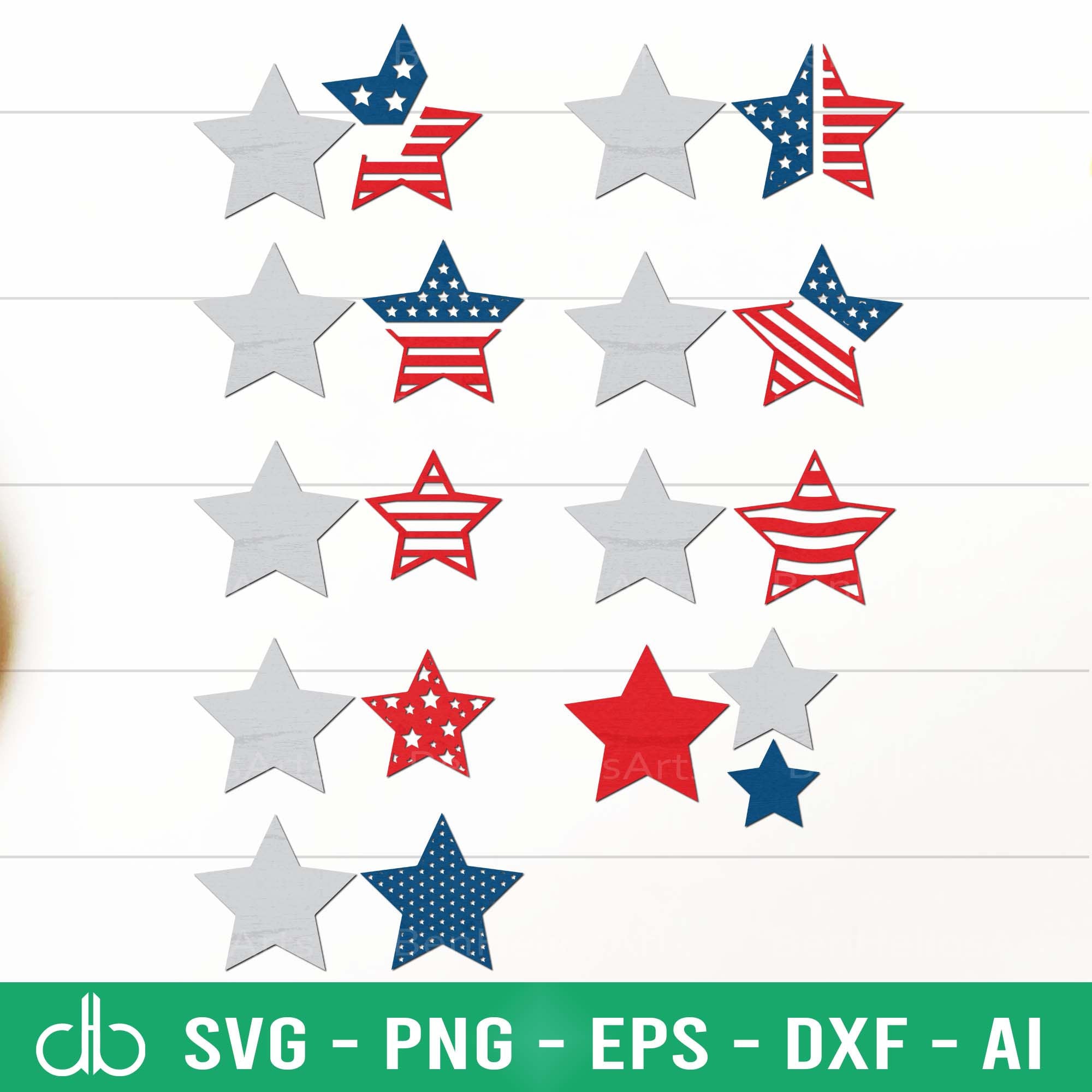 4th of July Star SVG Bundle, Patriotic Stars SVG, July 4th Decor, 4th