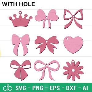 Coquette Bow SVG Bundle, Coquette Bow Tags SVG, Coquette Bow Name Tags SVG, Coquette Bow Gift Tags Svg, Coquette Bow Ornaments, Pink Bows