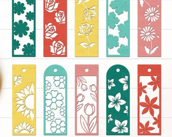 Pacote de marcadores de flores SVG, Pacote de marcadores de margaridas SVG, Marcadores SVG, Modelo de flor SVG, Design de marcadores de flores, Marcadores de flores cortados a laser