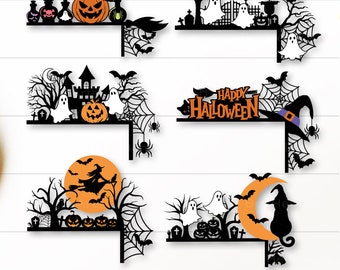 Halloween Door Corner SVG Bundle, Halloween Door Corners SVG, Halloween Door Hanger, Halloween Door Topper, Halloween Door Frame Hanger SVG
