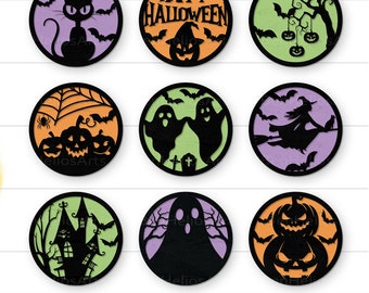 Halloween Signs SVG, Halloween Decor, Halloween Ornaments, Halloween Door Hanger, Halloween Round Sign, Halloween Tiered Tray, Halloween SVG