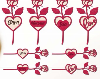 Valentine Rose SVG, Rose SVG, Rose Heart SVG, Valentine's Day Svg, Anniversary Svg, Flower Laser Cut Files, Valentine Flower Rose Svg Bundle