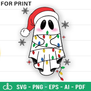 Ghost Christmas Lights SVG, Ghost Lights SVG, Ghost Light Strand SVG, Ghost Merry Christmas Svg, Ghost Christmas Decor, Christmas Party Svg