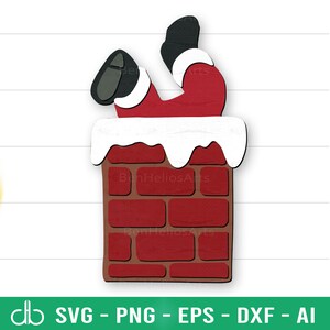 Cheminée du père Noël SVG, SVG cheminée de Noël père Noël, père Noël pieds dans la cheminée SVG, père Noël en cheminée ornement Svg, père Noël coincé dans la cheminée Svg