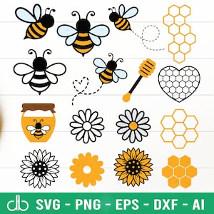 Honey Bee SVG Bundle, Bee SVG Bundle, Honeycomb SVG, Queen Bee Svg, Bee Clipart, Bee Cut Files For Cricut, Bees Vector, Cute Bee Hive Svg