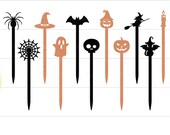 Halloween Cake Topper SVG, Halloween Markers SVG, Halloween Toppers SVG, Halloween Birthday Cake Decor, Halloween Decor Svg, Cupcake Toppers