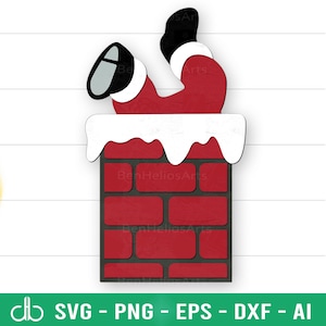Santa Chimney SVG, Christmas Santa Claus Chimney SVG, Santa Feet in Chimney SVG, Santa in Chimney Ornament Svg, Stuck Santa Up Chimney Svg