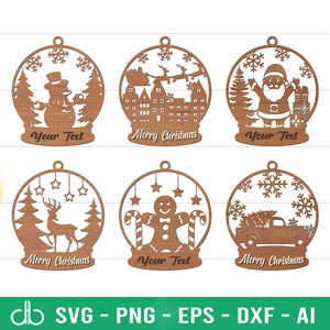 Familie Ornamente SVG Bundle, personalisierte Weihnachtsverzierungen SVG, benutzerdefinierte Weihnachtsnamen Ornamente, hängende Ornamente, Weihnachtskugel SVG