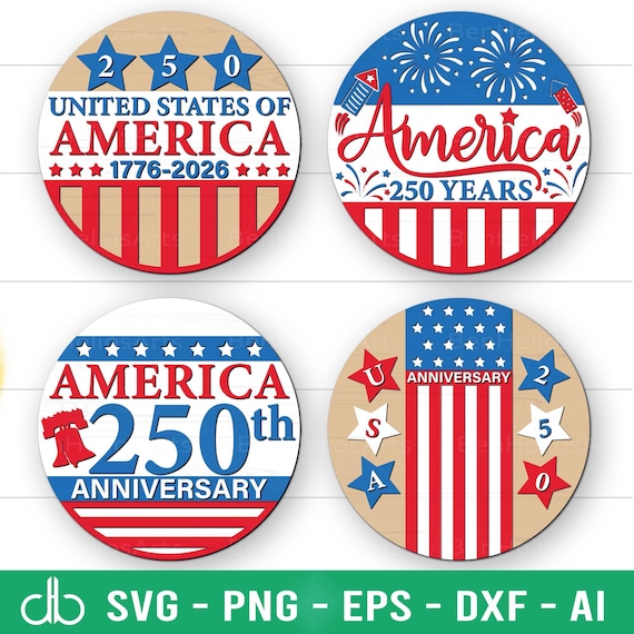 America 250th Anniversary Door Hanger SVG, USA 1776 2026 Patriotic, America 250 Emblem, Semiquincentennial, 4th of July, Independence Day
