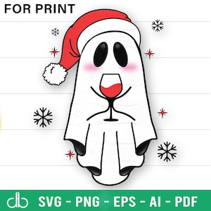 Noël vin fantôme SVG, SVG de vin fantôme, fantôme tenant du vin SVG, fantôme buvant du vin Svg, Svg de vin fantôme mignon, vin de Noël Svg Png
