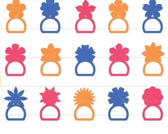 Pacchetto di anelli per tovaglioli a forma di fiore in formato SVG, porta tovaglioli in formato SVG, anello per tovaglioli in formato SVG, tovagliolo in formato SVG a forma di fiore, anello per tovaglioli a forma di fiore Glowforge tagliato al laser, margherita, floreale