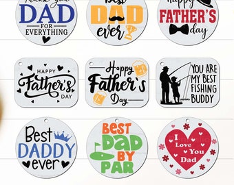 Fathers Day Keychain SVG Bundle, Dad Keychain SVG Bundle, Acrylic Keychain SVG, Round Keychain Svg, Round Pattern Svg, Wristlet Keychain Svg