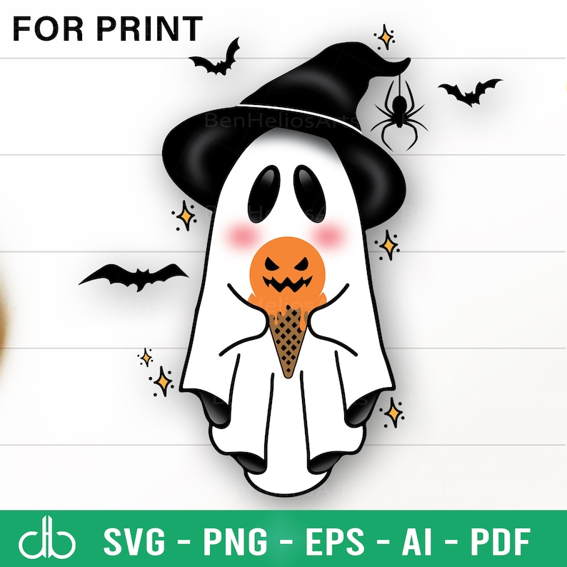 Ghost Ice Cream SVG, Ghost Ice Cream Cone SVG, Ghost SVG, Ice Cream Svg ...