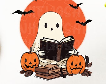 Halloween Ghost Book SVG, Book Ghost SVG, Ghost Holding Book SVG, Ghost Reading Book Svg, Cute Ghost Book Svg, Halloween Read More Books Svg