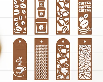 Coffee Bookmarks SVG, Coffee Bookmark Bundle, Bookmarks SVG, Bookmark Template SVG, Caffeine Bookmark Design, Caffeine Bookmark Laser Cut