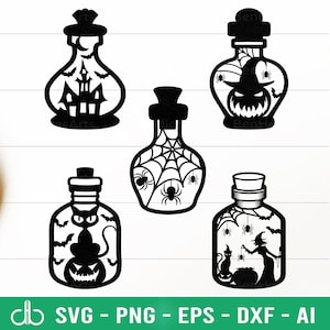 Halloween Poison Bottle Bundle SVG, Potion Bottles SVG, Witches Poison Bottles SVG, Magic Poison Bottles Svg, Halloween Potions Svg Wizard