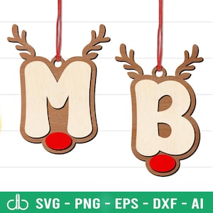 Pacchetto SVG di renne dell'alfabeto natalizio, SVG di renne natalizie, ornamenti SVG di renne retrò boho natalizie, lettere di Natale, lettere dalla A alla Z