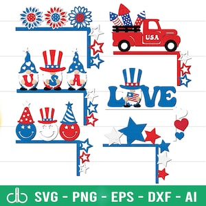 Bundle coin de porte 4 juillet SVG, 4 juillet coins de porte SVG, 4 juillet accroche-cadre de porte SVG, accroche-porte patriotique 4 juillet Svg