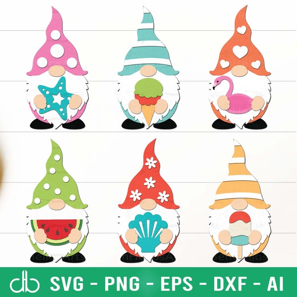 Summer Gnome Bundle SVG, Summer Gnomes SVG, Summer Gnome Ornaments SVG, Gnomes Summer Sign Laser Cut Svg Files, Summer Decor, Summer Sign