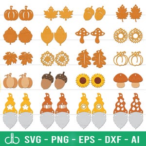 Fall Earring SVG-bundel, herfst oorbellen SVG, oorbellen SVG, kunstleer oorbellen SVG, herfst oorbellen SVG, herfst oorbellen bundel lasergesneden