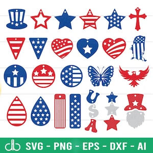 Happy 4 juillet boucle d'oreille SVG, boucles d'oreilles patriotiques SVG, boucles d'oreilles SVG, boucles d'oreilles en similicuir Svg, fichiers Svg de boucles d'oreilles jour de l'indépendance