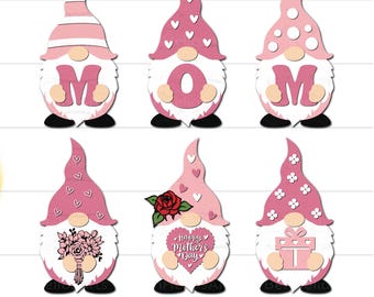 Mother's Day Gnome Bundle SVG, Mother's Day Gnomes SVG, Mother's Day Gnome Ornaments SVG, Gnomes Mother's Day Laser Cut, Mother's Day Decor