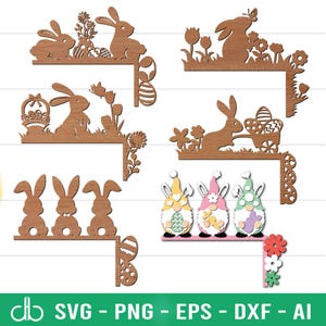 Ostern-Türecken-Bundle SVG, Ostern-Türecken SVG, Ostern-Türrahmen-Aufhänger SVG, Ostern-Türhänger SVG, Hasen-Tür-Ecken-Svg-Dekor