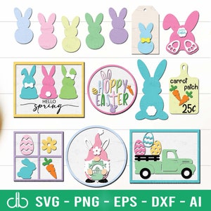 Easter Tiered Tray SVG Bundle, Spring Tiered Tray SVG Bundle, Tiered Tray Decor Set, Happy Easter SVG, Hello Spring Svg, Spring Mood Svg