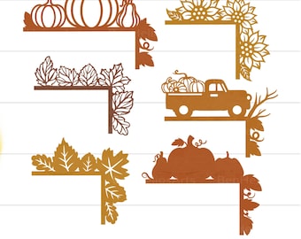 Bundle automne porte coin SVG, décoration de coin de porte automne SVG, décoration d'intérieur automne, feuilles d'automne SVG, citrouille Svg, Glowforge automne citrouille camion Svg