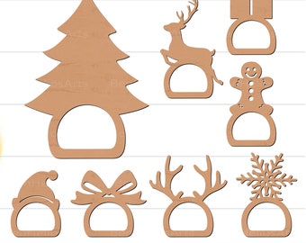 Christmas Napkin Ring Bundle SVG, Napkin Holder SVG, Napkin Ring SVG, Christmas Svg Napkin, Napkin Ring Christmas Glowforge Laser Cut Files